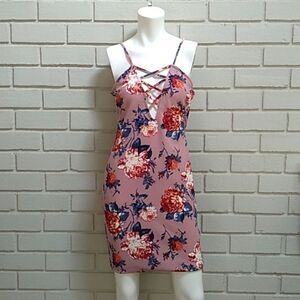 Love Chesley Lilac/Light Mauve Floral Mini Dress. Size Large. NWOT
